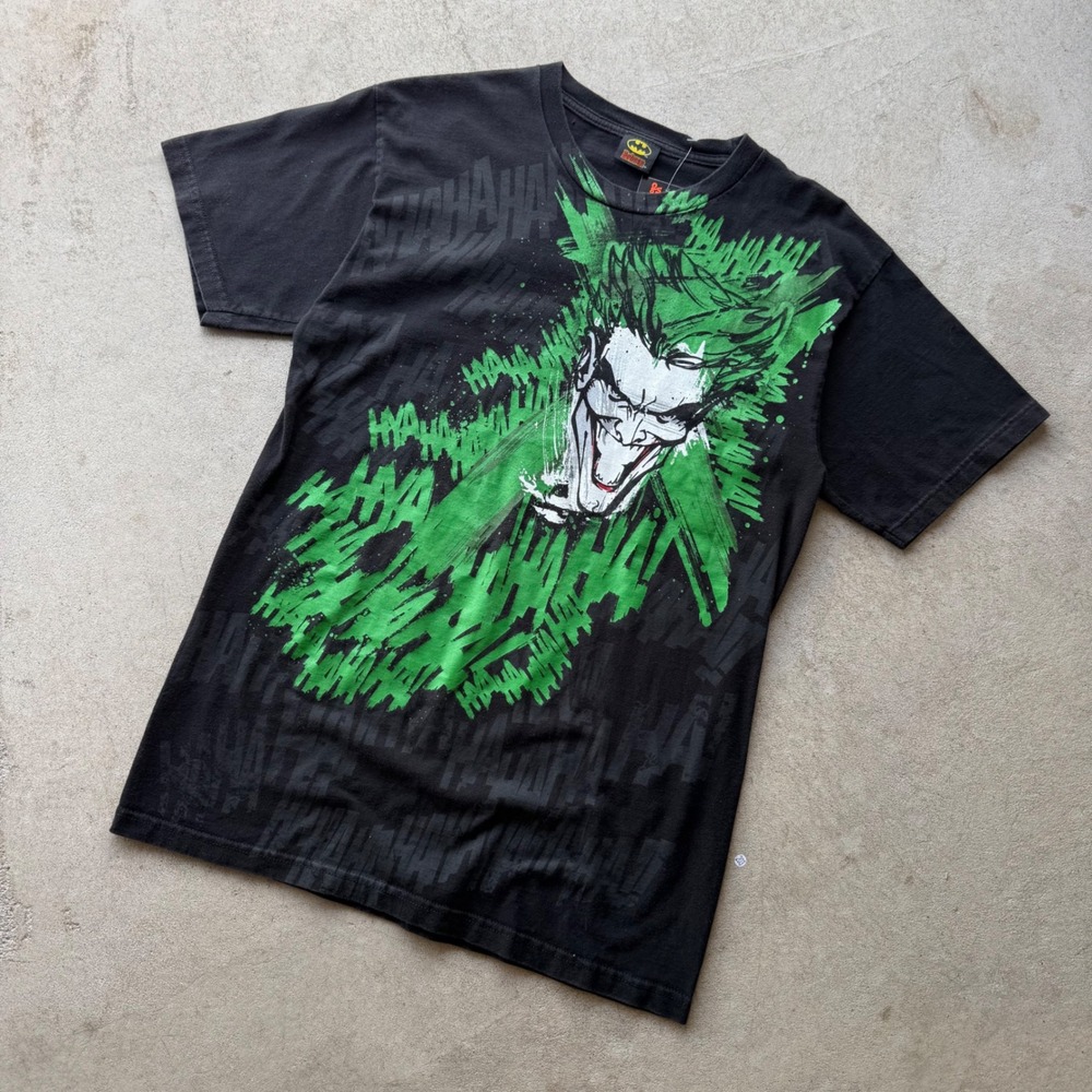 Y2K Mens Batman Joker HAHAHA Graphic T-Shirt DC Comics Streetwear Black Size M